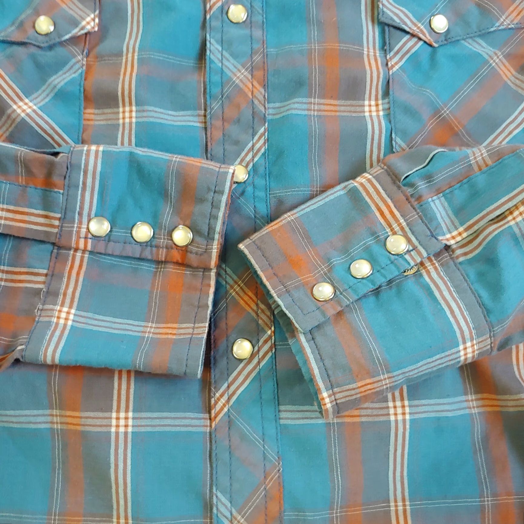 Wrangler VINTAGE Wrangler Wrancher Shirt Men 2X Pearl Snap Western Blue White Plaid Long Sleeve Size US XXL / EU 58 / 5 - 3 Thumbnail
