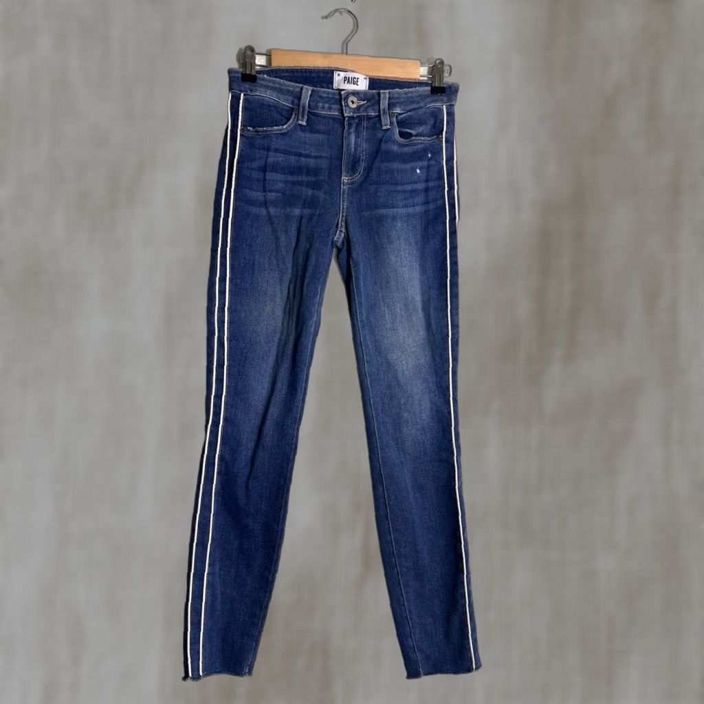 Paige Paige Verdugo Ankle Jeans Womens Blue 26x27 Denim Mid Rise Regular Fit Frayed Hems Piping Navy Blue Pant Size 26" / US 2 / IT 38 - 1 Thumbnail