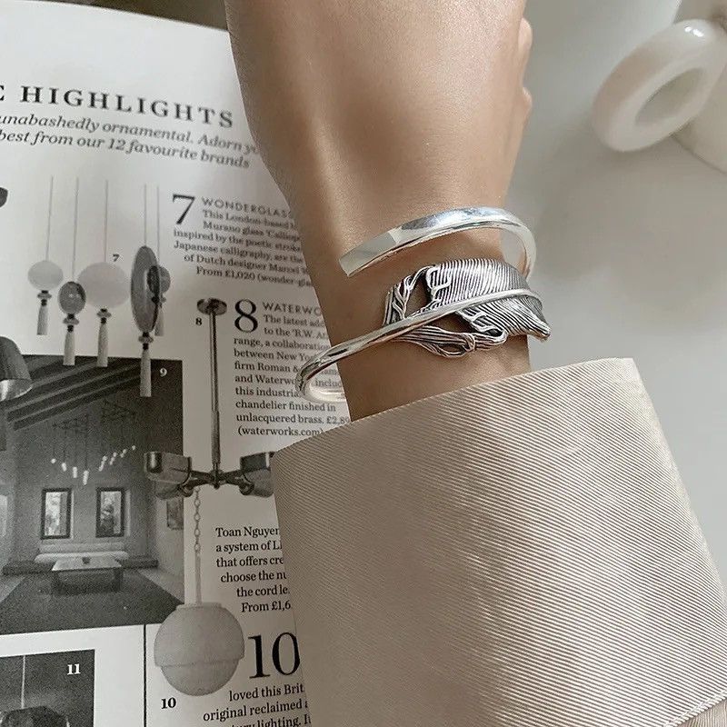 Jewelry × Vintage Feather Design Cuff Bracelet 🪷 Size ONE SIZE - 3 Thumbnail