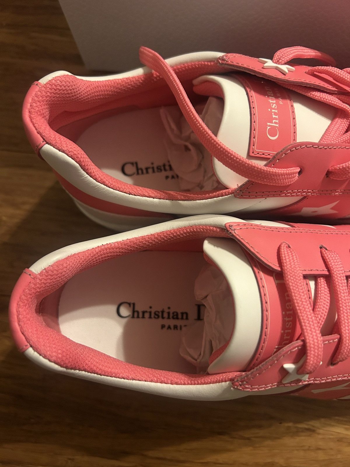 Dior Dior DIORIVIERA DIOR STAR SNEAKER White and Candy Pink Size US 8.5 / IT 38.5 - 6 Thumbnail