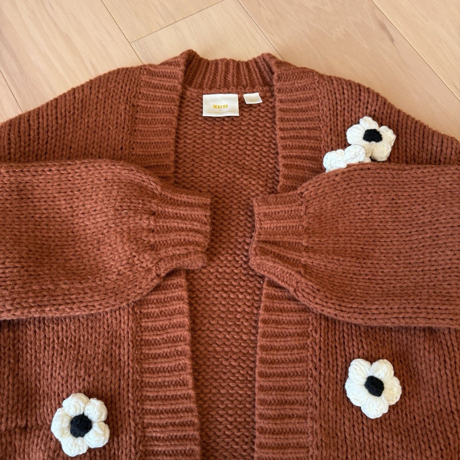Anthropologie Maeve Anthropologie Chunky 3D Flower Sweater Women's OSFA Size ONE SIZE - 4 Thumbnail