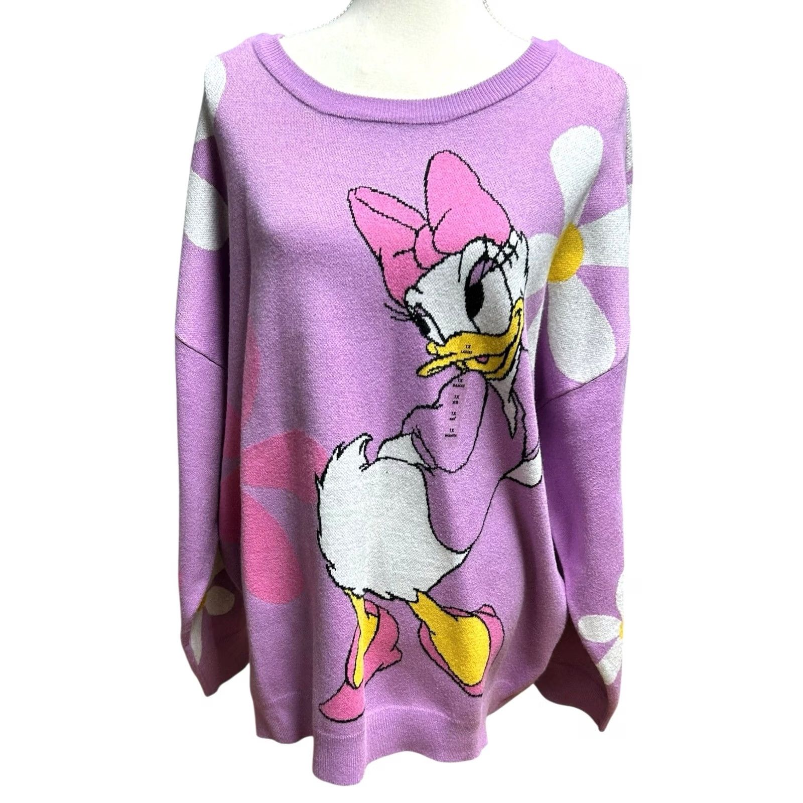 Disney DISNEYLAND Daisy Duck Knit Sweater Women's 1XL BNWT Purple Pullover Cardigan? Size XL / US 12-14 / IT 48-50 - 2 Thumbnail