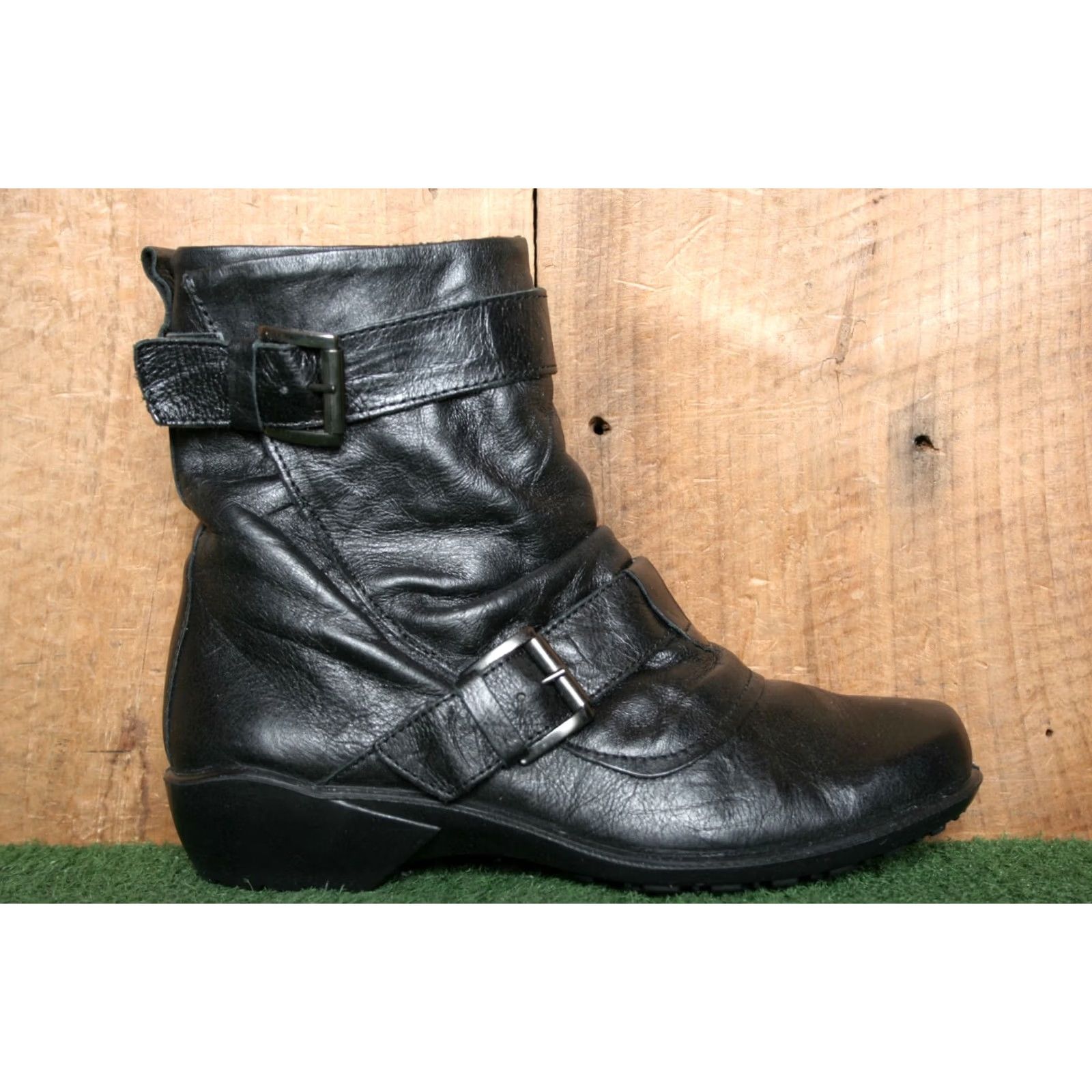 Vintage ROMIKA Citylight Black Leather Dual Strap Side Zip Ankle Boots Women 6.5 EUR 37 UK 37? Size US 7 / IT 37 - 2 Thumbnail