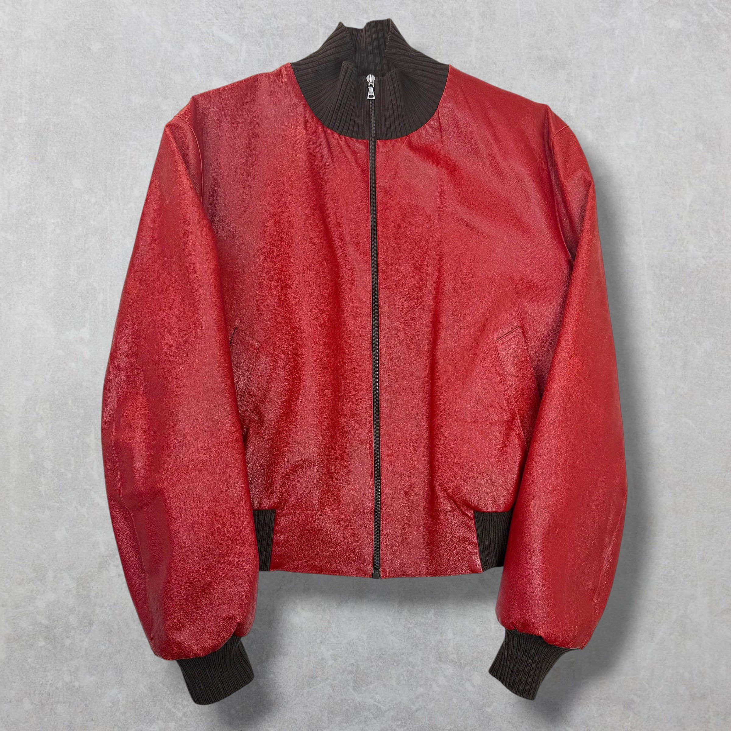Prada Prada Runway Red Leather Bomber 54 (M) Size US M / EU 48-50 / 2 - 1 Thumbnail