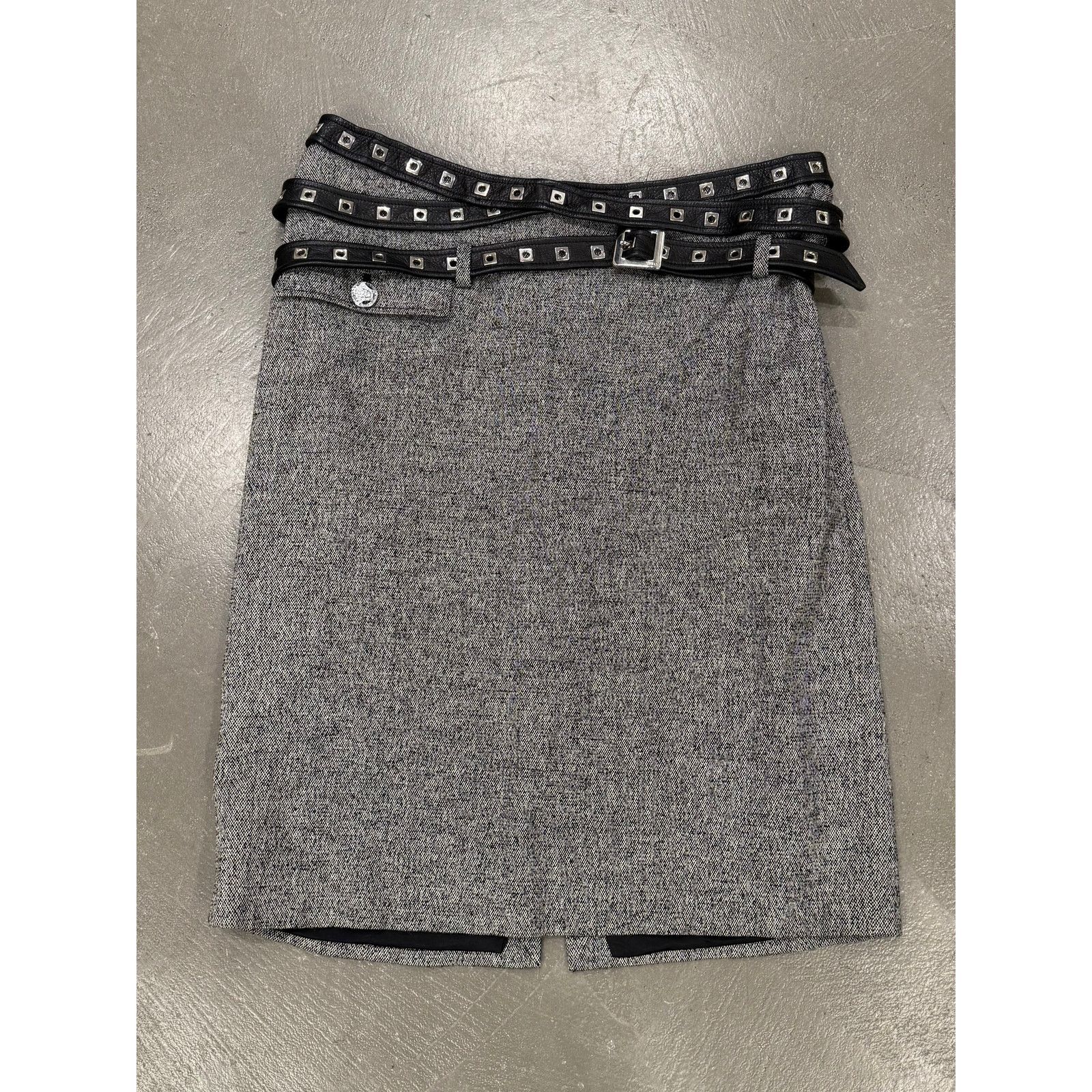 Versace 2000s Gianni Versace bondage studded wool skirt Size 32" / US 10 / IT 46 - 1 Thumbnail