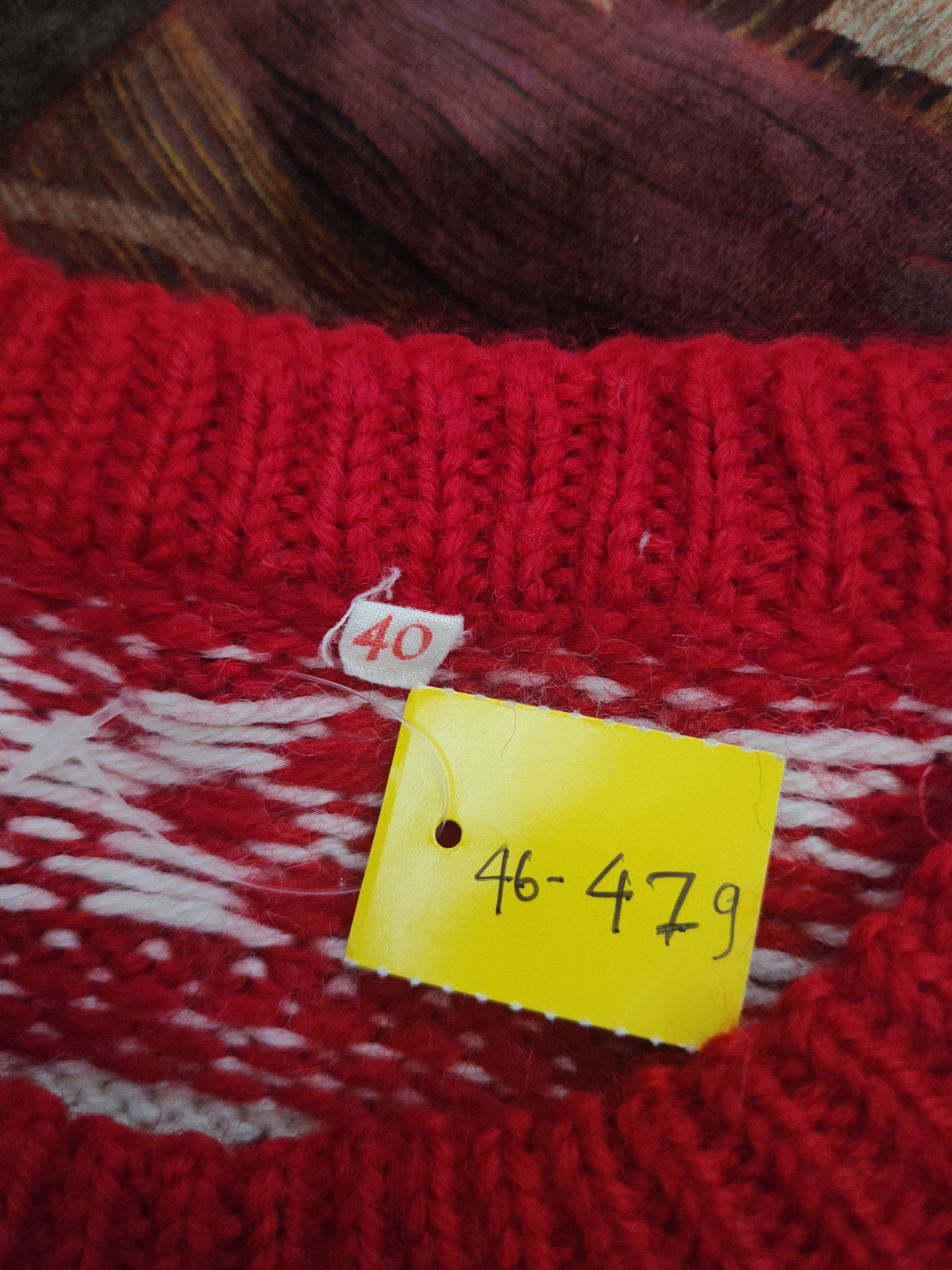 Japanese Brand DL Japanese Brand Red Cream Knitwear Sweatshirts #46-479 Size US XS / EU 42 / 0 - 10 Thumbnail