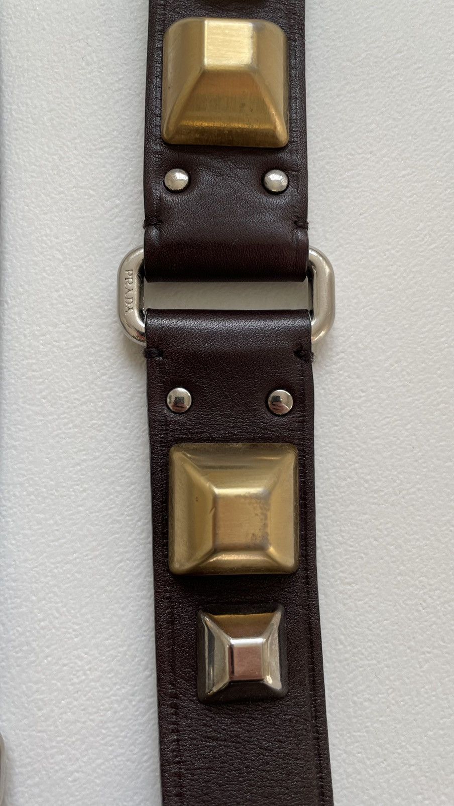 Prada Pyramid Stud Leather Bondage Belt Size 32 - 18 Thumbnail