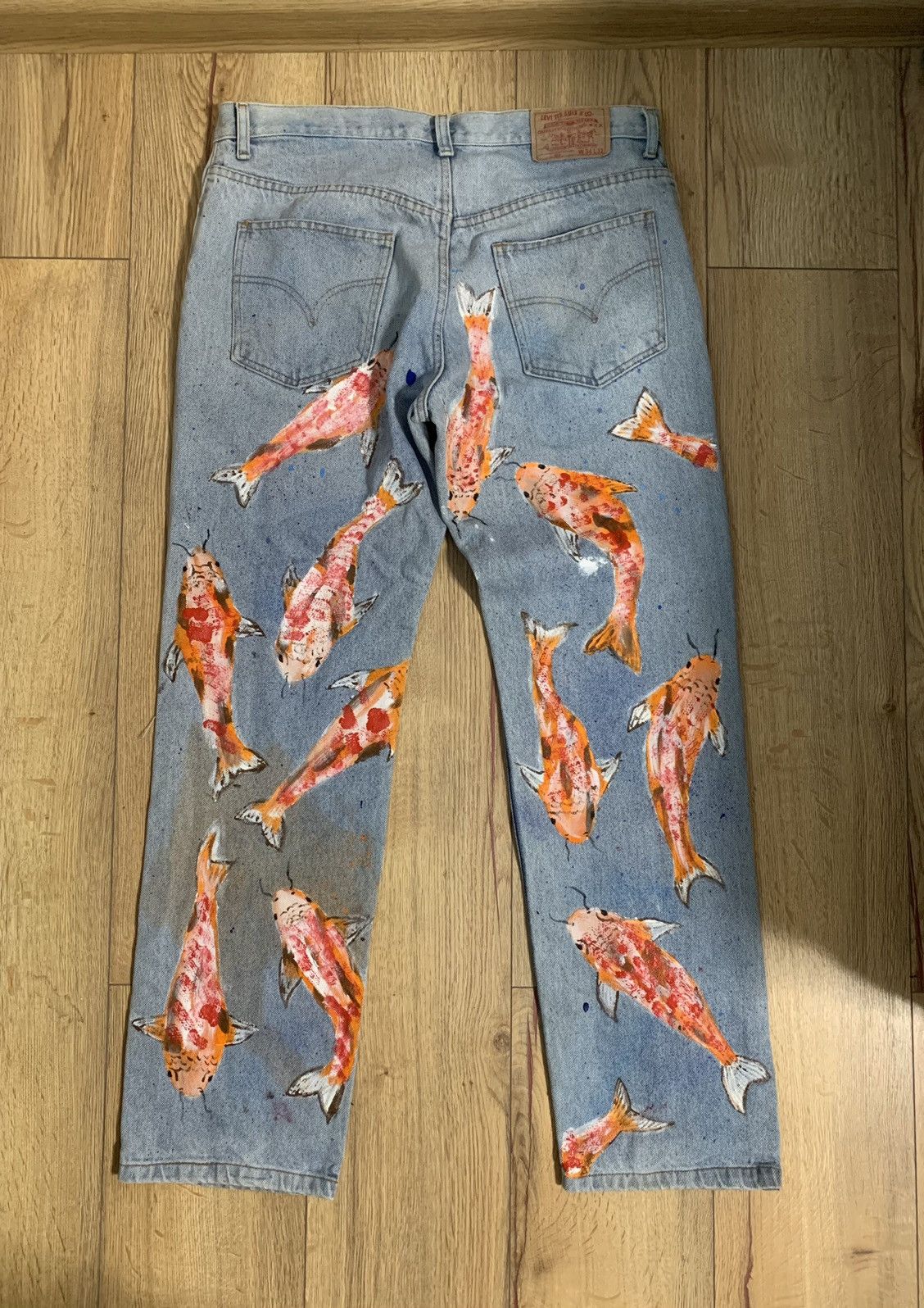 Levi's Levi’s custom paint koi fish jeans 1of1 Size US 34 / EU 50 - 1 Preview