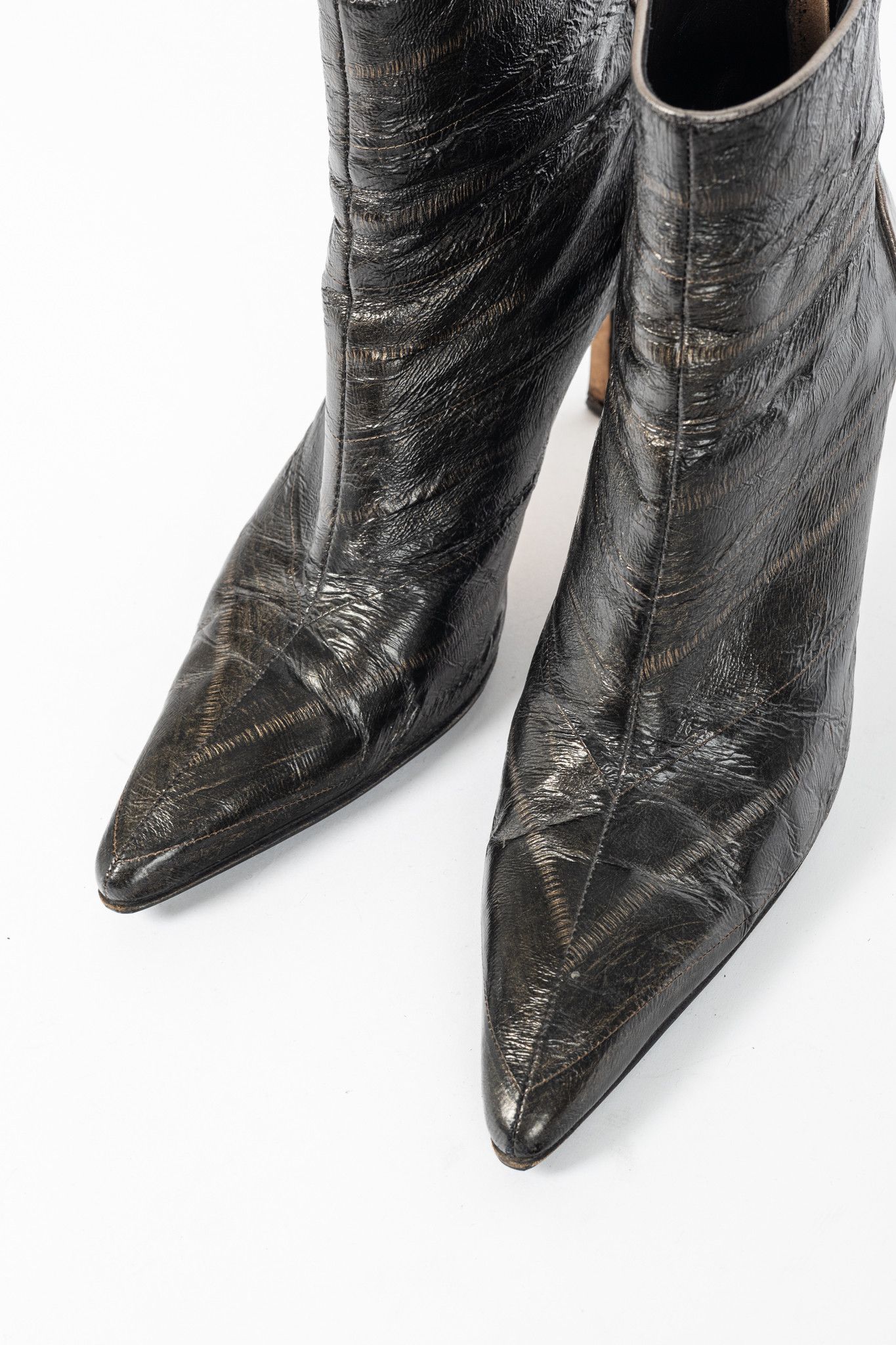 Manolo Blahnik Manolo Blahnik Brown Eelskin Pointed-Toe Booties Size US 6.5 / IT 36.5 - 7 Thumbnail