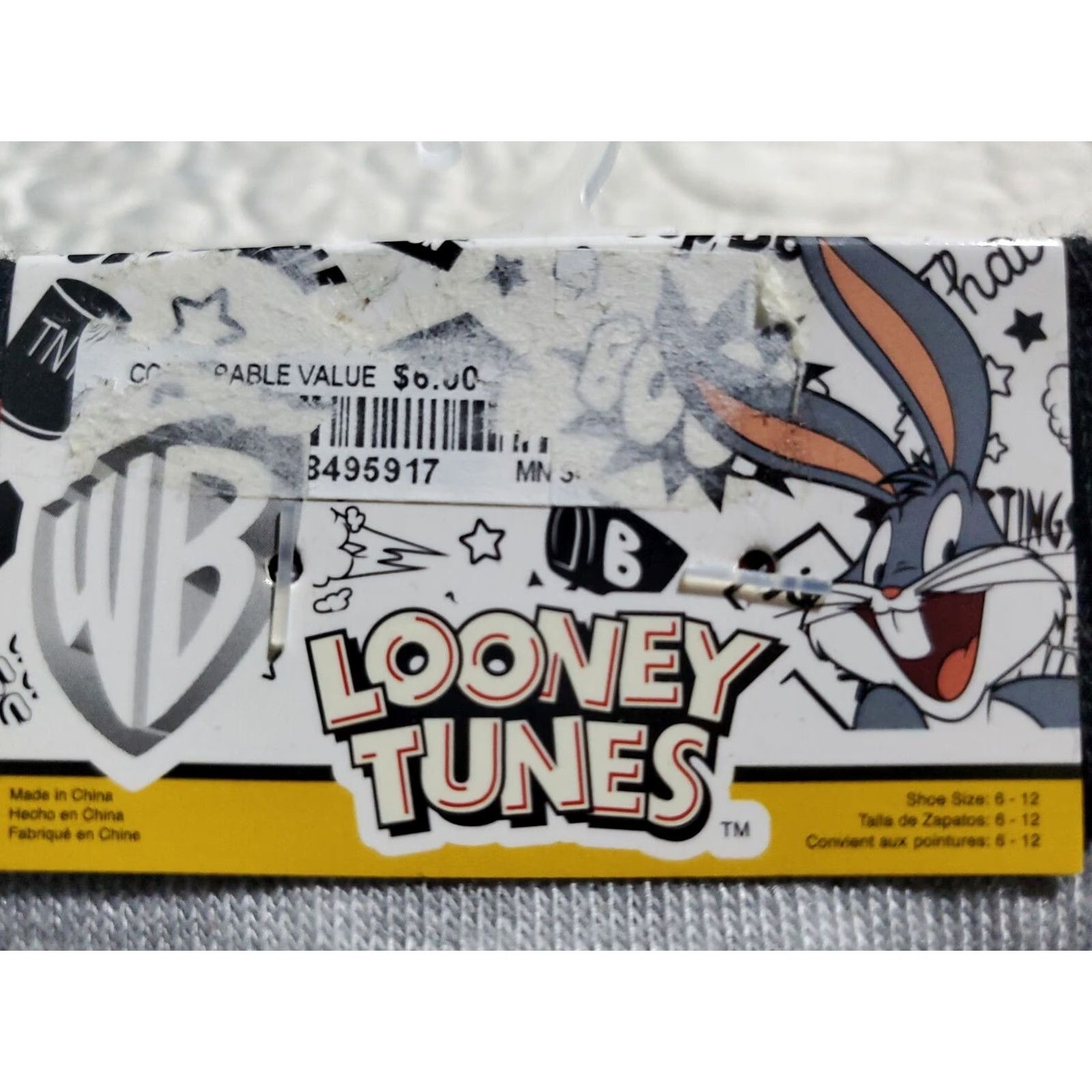 Vintage Looney Tunes Taz & Many Faces of TAZ Novelty Crew Socks 2 Pair SZ 6-12 Size ONE SIZE - 5 Thumbnail