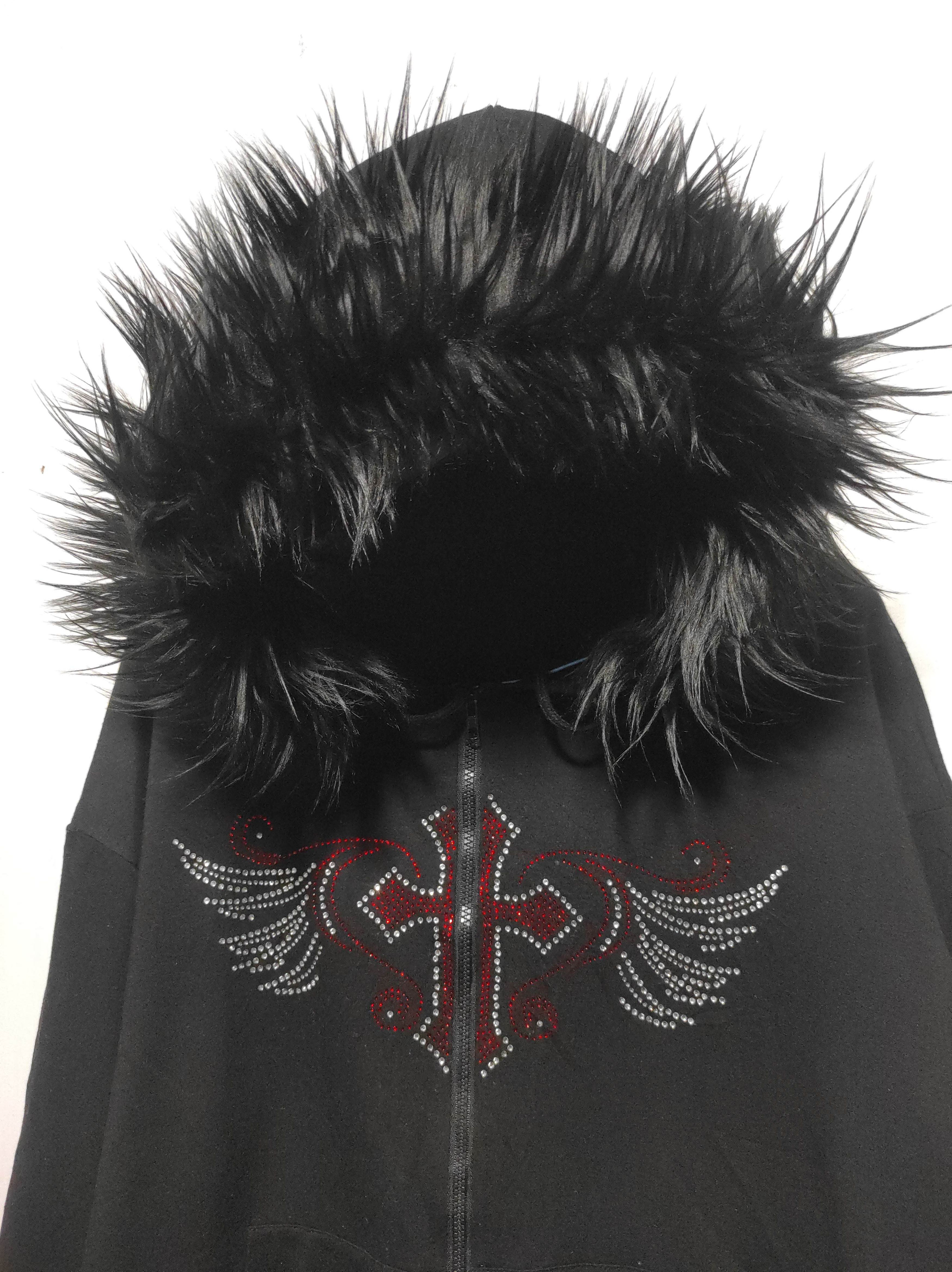 Hysteric Glamour Romwe Cross Zip Fur Hoodie LGB IfSixWasNine style Size US L / EU 52-54 / 3 - 2 Thumbnail