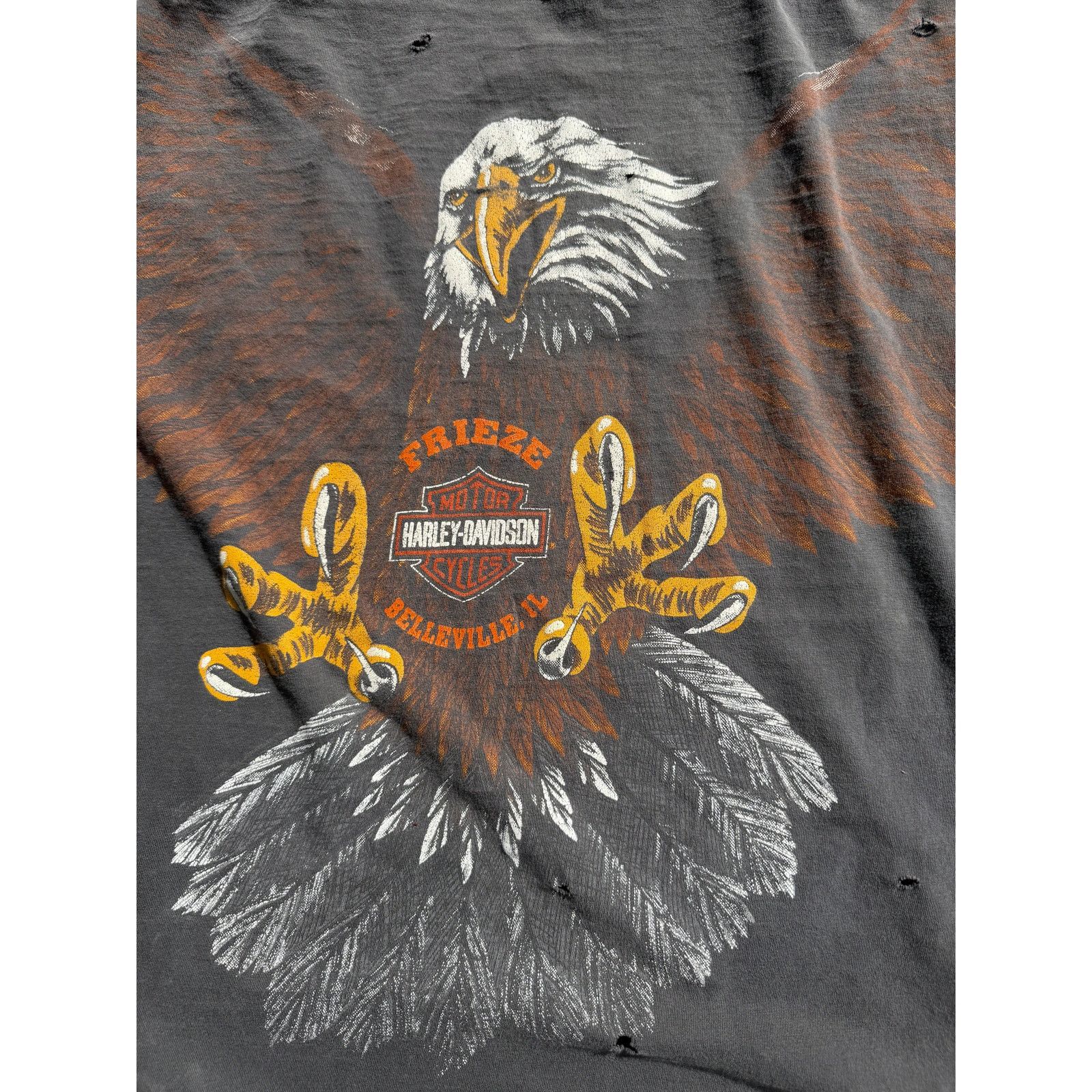Harley Davidson Vintage Distressed Harley Davidson All-Over Eagle Tee Size US XL / EU 56 / 4 - 5 Thumbnail