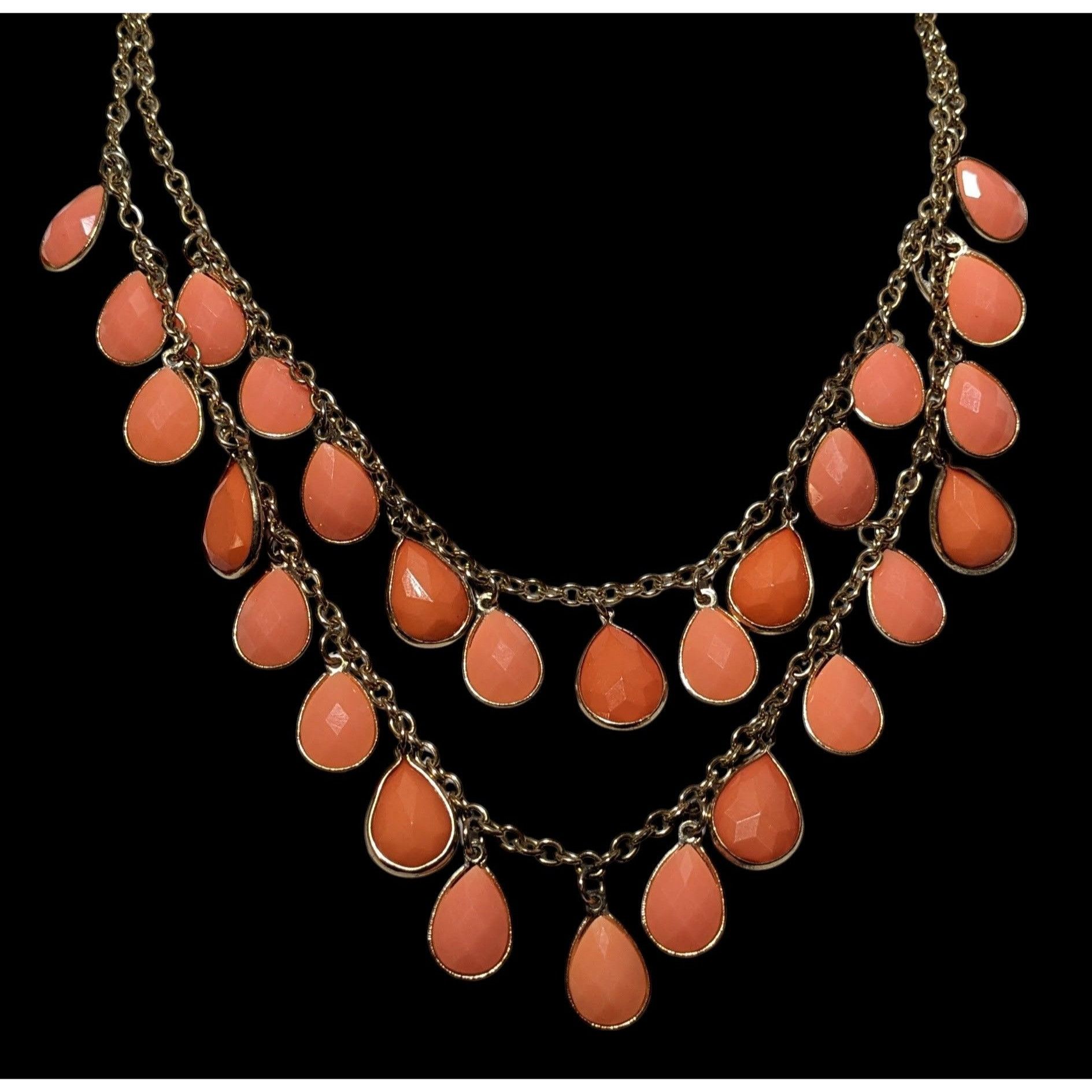 Other Orange And Gold Multilayer Teardrop Fringe Necklace Size ONE SIZE - 2 Thumbnail