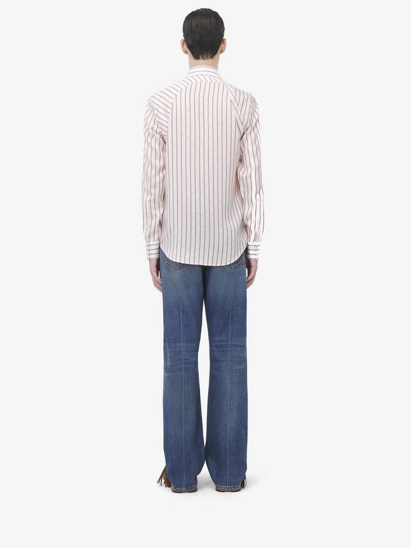 Alexander McQueen o1srvl11e0226 Striped Harness Shirt In Ivory/Red Size US M / EU 48-50 / 2 - 5 Thumbnail
