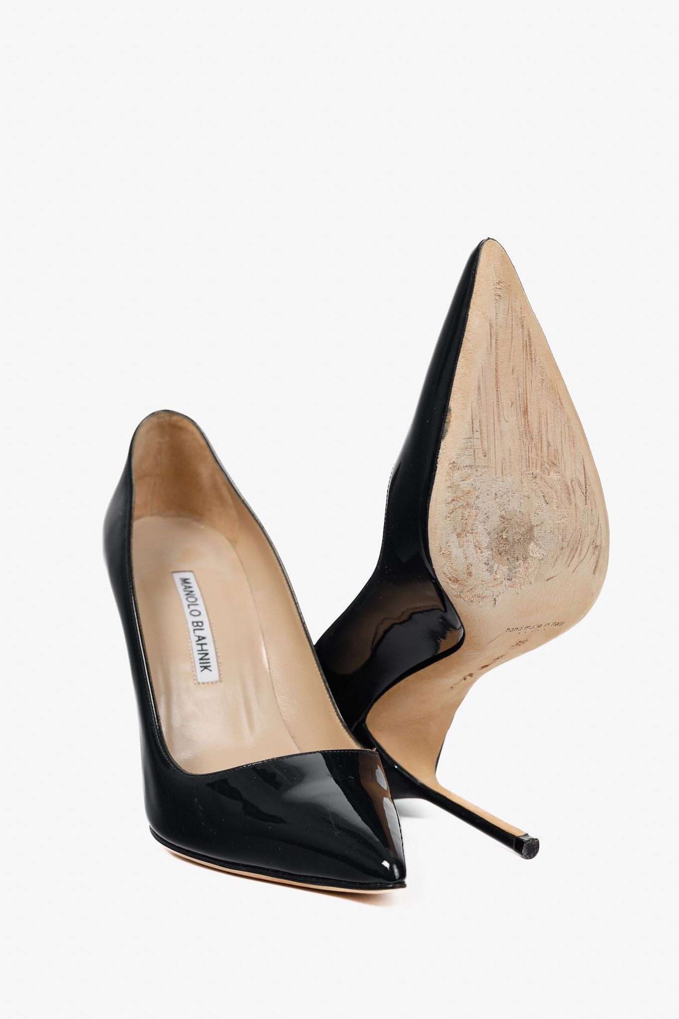 Manolo Blahnik Manolo Blahnik BB Patent Leather Pointed-Toe Pumps Size US 7.5 / IT 37.5 - 4 Thumbnail