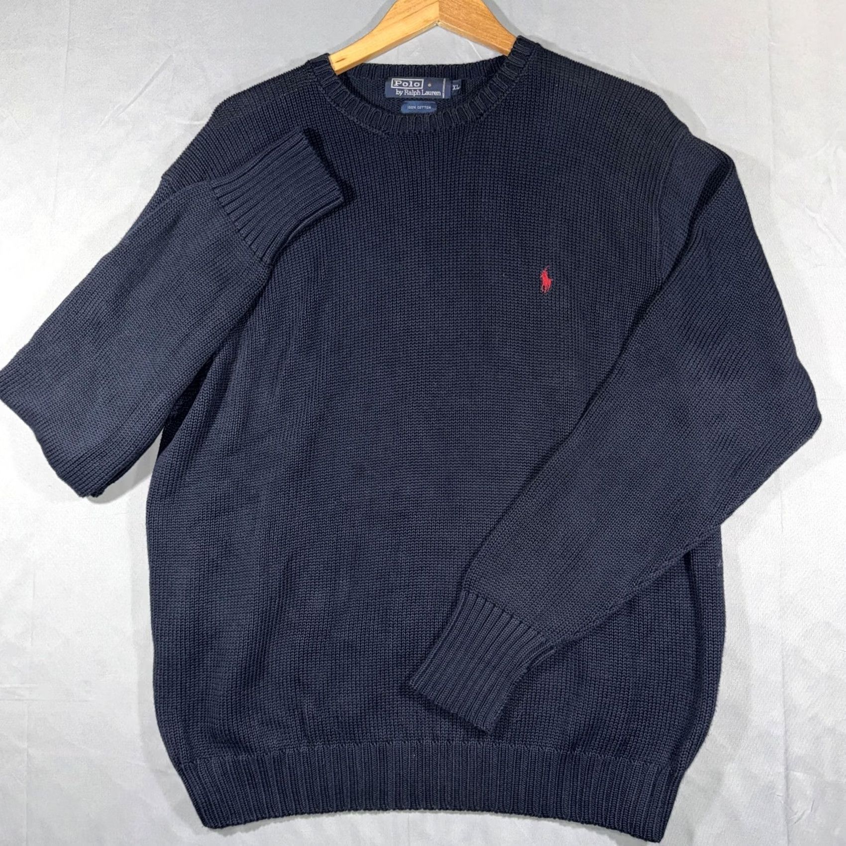 Polo Ralph Lauren Polo by Ralph Lauren Sweater Mens XL Navy Cotton Crewneck Knit Pullover Size US XL / EU 56 / 4 - 2 Thumbnail