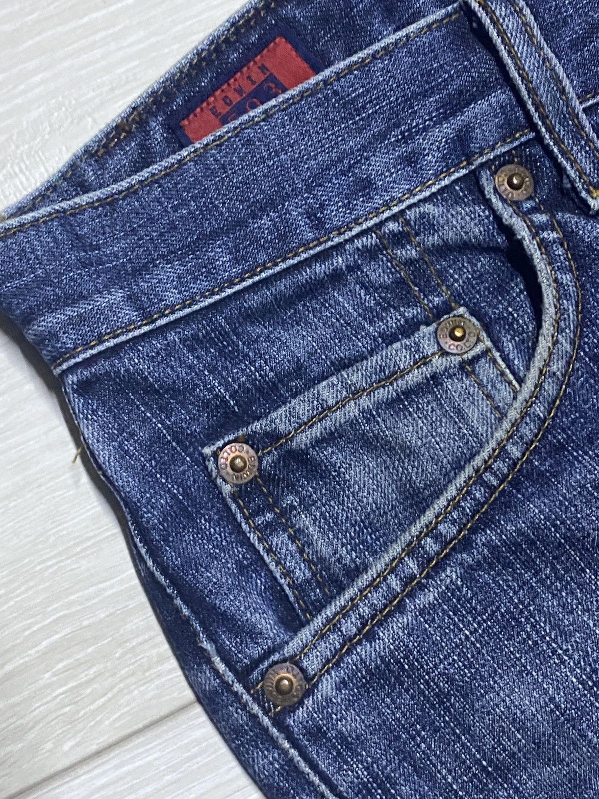 Edwin Vintage Edwin 503 Faded Wash Distressed Loose Jeans Size US 30 / EU 46 - 9 Thumbnail