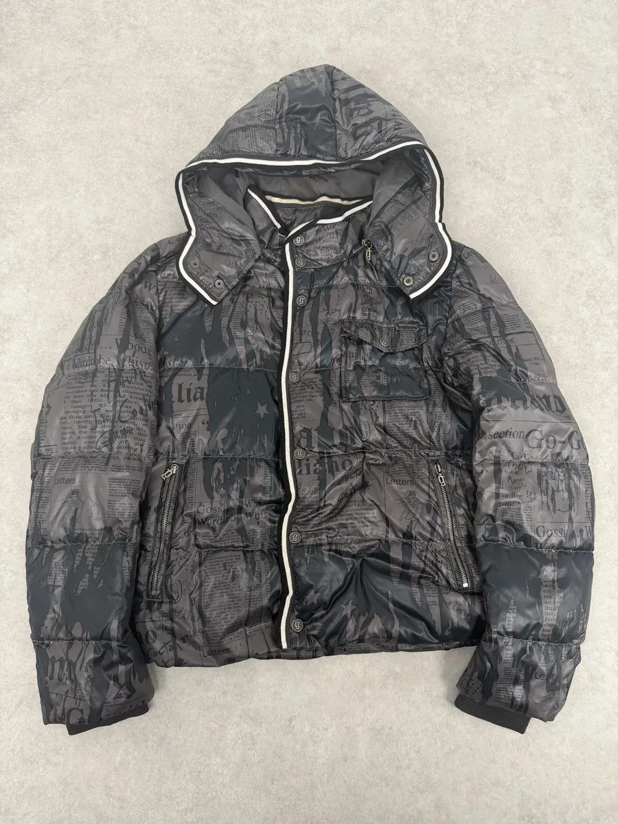 John Galliano AW2010 John Galliano Magazine Newspapers Black & Brown Hooded Puffer Jacket Size US L / EU 52-54 / 3 - 1 Thumbnail