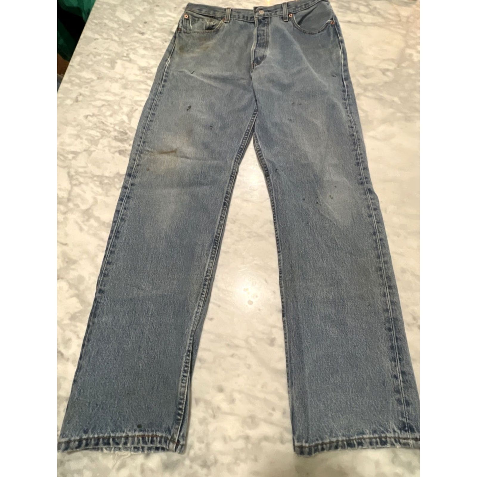 Levi's VINTAGE Levi’s 501 Jeans Men 34x31 Button Fly Blue Fade Thrash USA Jeans Men 34x31 Blue Size US 34 / EU 50 - 2 Thumbnail