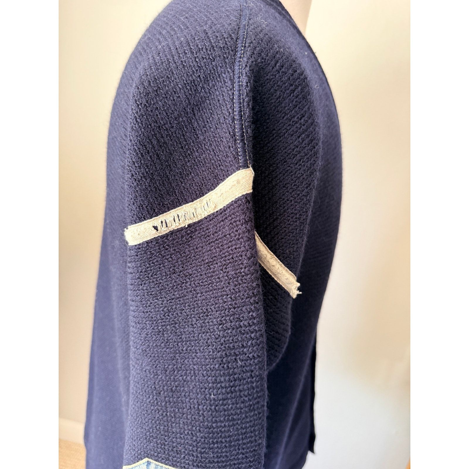 Maison Margiela Maison Margiela Wool Cardigan Denim Elbow Patch V-Neck NWT Size US M / EU 48-50 / 2 - 8 Thumbnail