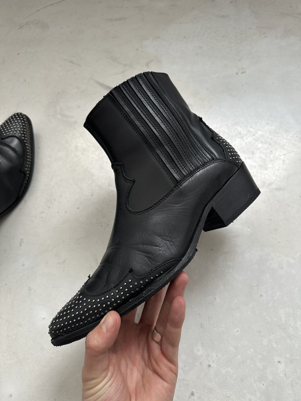 Japanese Brand × Vintage Wyatt leather studed ankle boots avantgarde Size US 9 / IT 39 - 8 Thumbnail