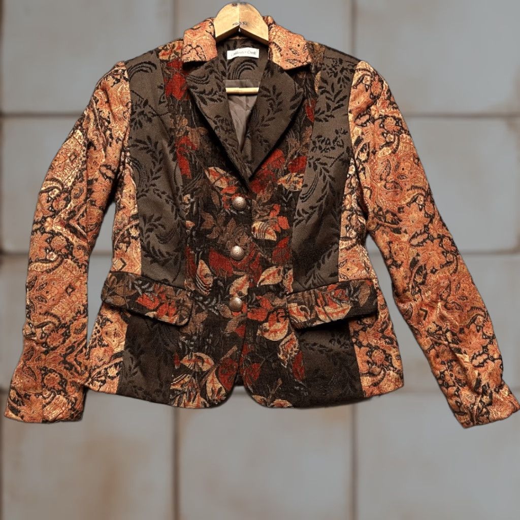 Coldwater Creek Coldwater Creek Blazer Jacket Womens Size 4 Brown Tapestry Multi Texture Paneled Autumn Basic Jacket Mens? Size S / US 4 / IT 40 - 1 Thumbnail