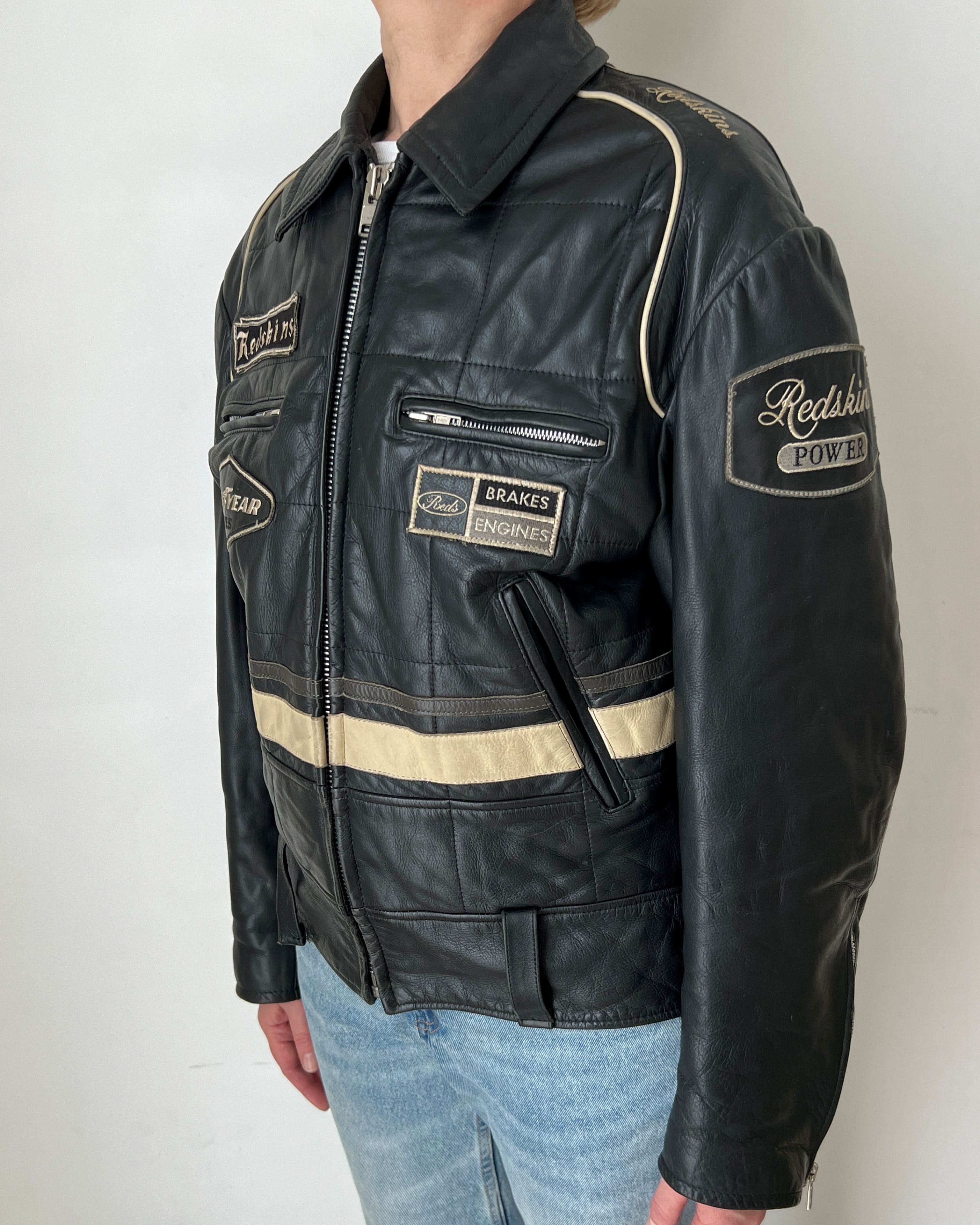 Other VINTAGE Y2K RED SKINS MOTORCYCLE BIKER LEATHER JACKET Size L / US 10 / IT 46 - 2 Thumbnail