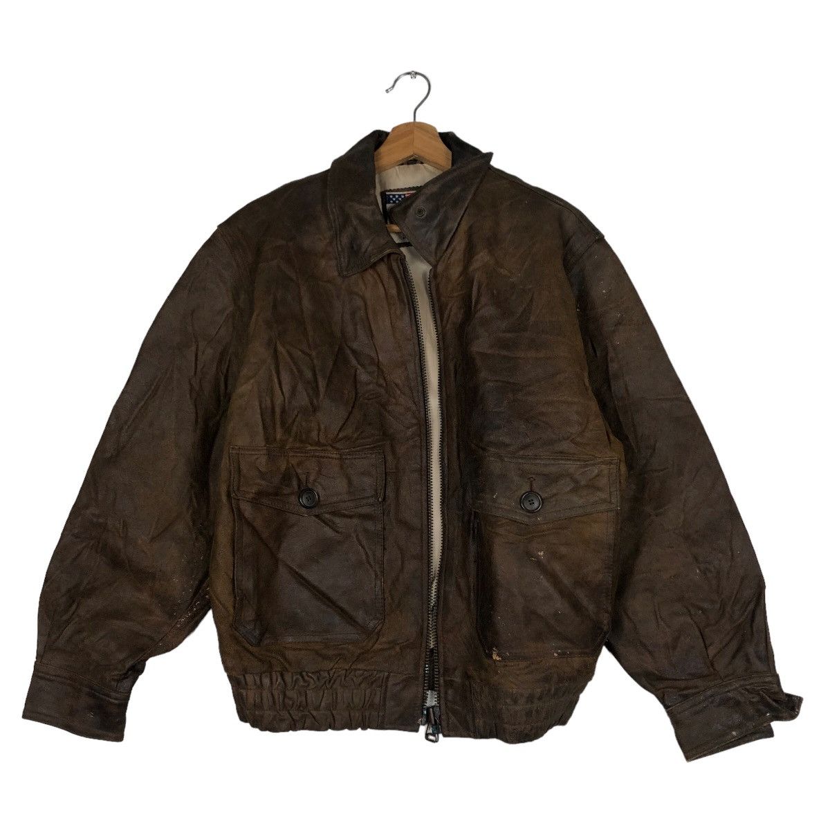 Japanese Brand 🔥Vintage Fly Genuine Leather Jacket Amcruis American Ship Size US M / EU 48-50 / 2 - 1 Thumbnail