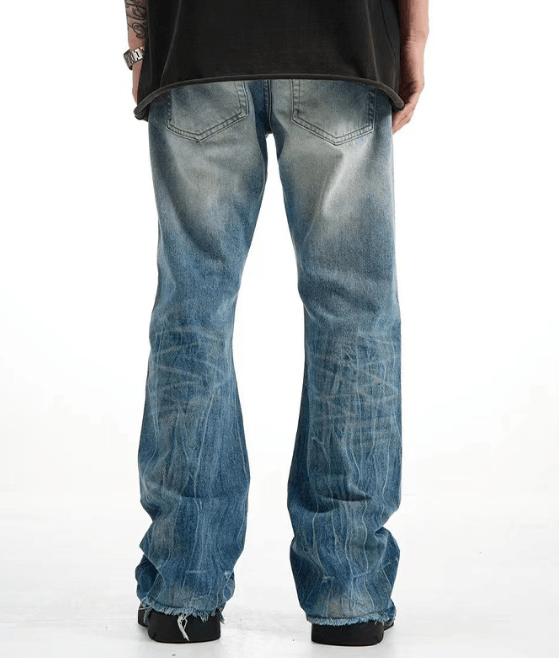 Japanese Brand × Jean Gradient washed men's retro flared ripped jeans Size US 32 / EU 48 - 4 Thumbnail