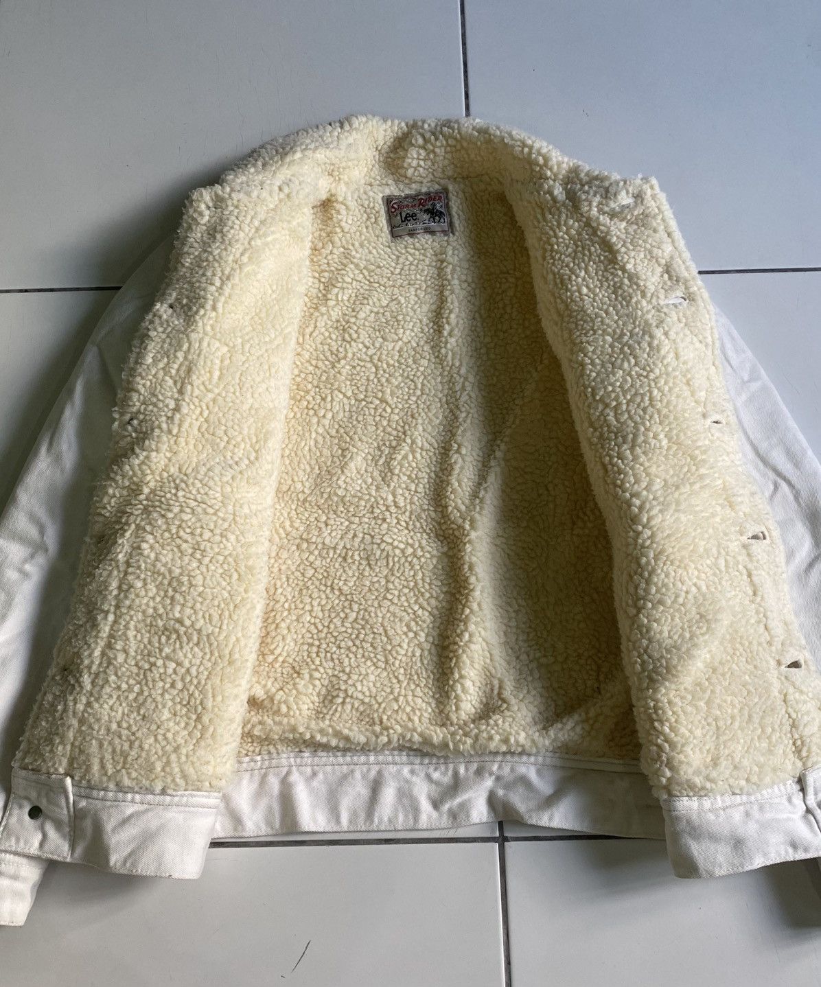 Lee Vintage 90s Lee Rider Sanforized Sherpa jean White Jackers Size M / US 6-8 / IT 42-44 - 4 Thumbnail