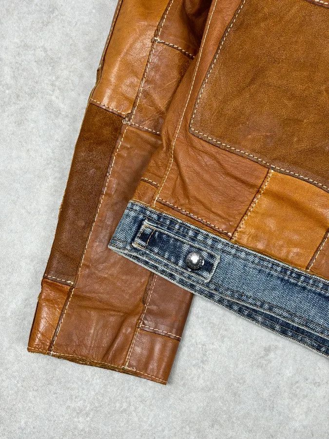 Dolce & Gabbana SS2001 Dolce & Gabbana Brown Patchwork Leather Denim Jacket Size US M / EU 48-50 / 2 - 13 Thumbnail
