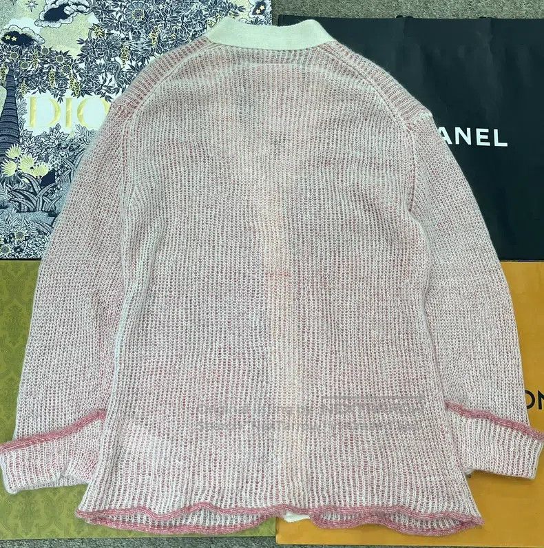 Maison Margiela Maison Margiela Pink and white-edged knitted hollow cardig Size S / US 4 / IT 40 - 3 Thumbnail