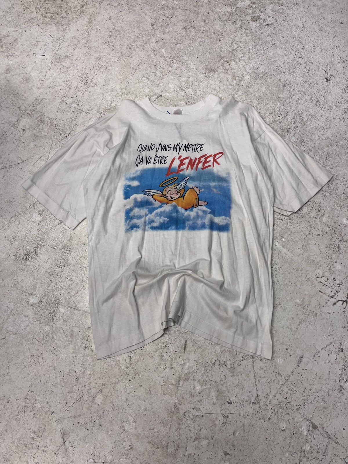 Vintage Vintage white single stitch joke tee Size US XXL / EU 58 / 5 - 2 Thumbnail