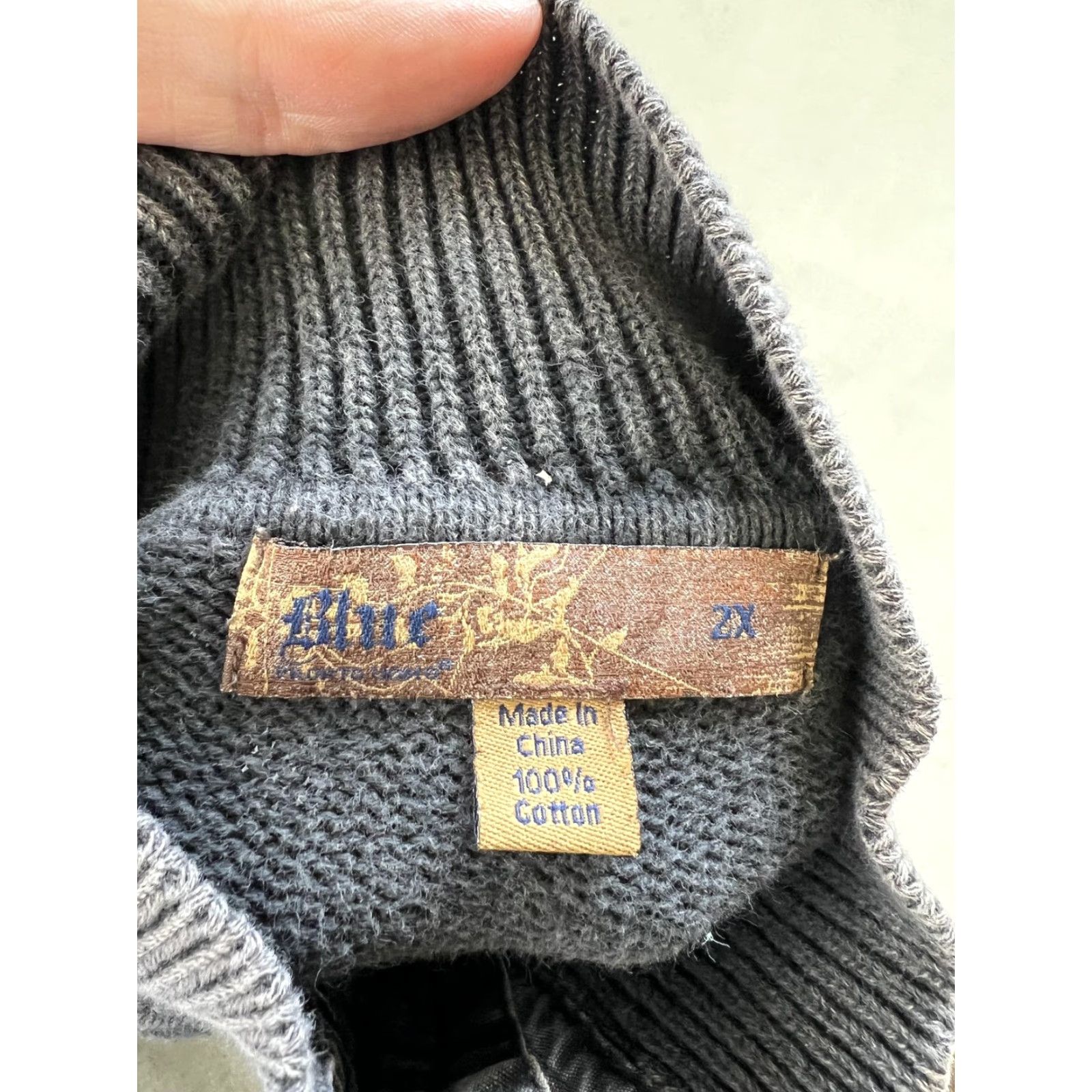 Pronto Uomo Blue Pronto Uomo Sweater Mens 2XL Gray Cotton Mock Neck Henley Pullover Knit Long Sleeve Sweatshirt Size US XXL / EU 58 / 5 - 7 Thumbnail