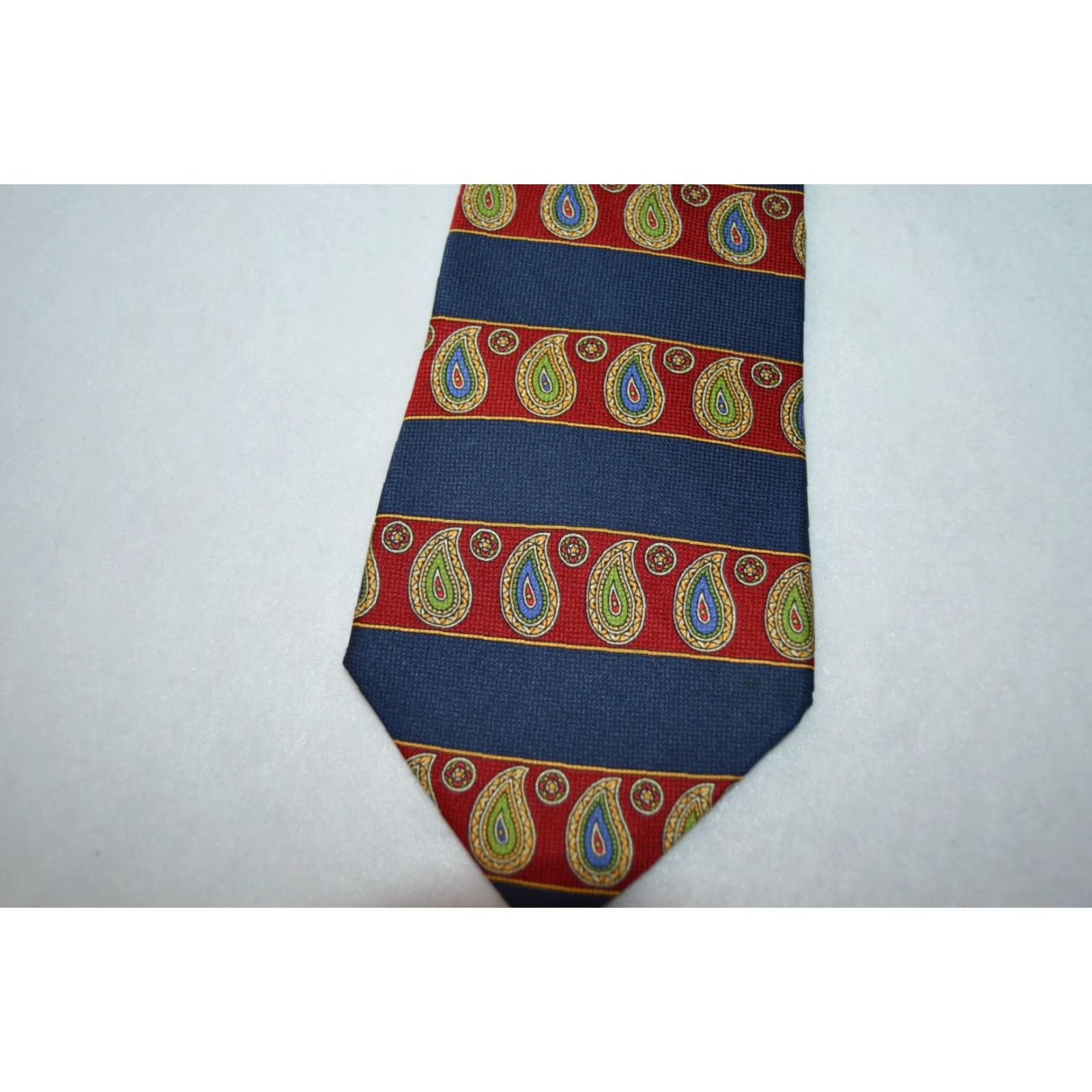 Tommy Hilfiger Tommy Hilfiger Necktie Men 100% Silk Blue Stripe Paisley Made In USA Vintage No Size ONE SIZE - 3 Thumbnail