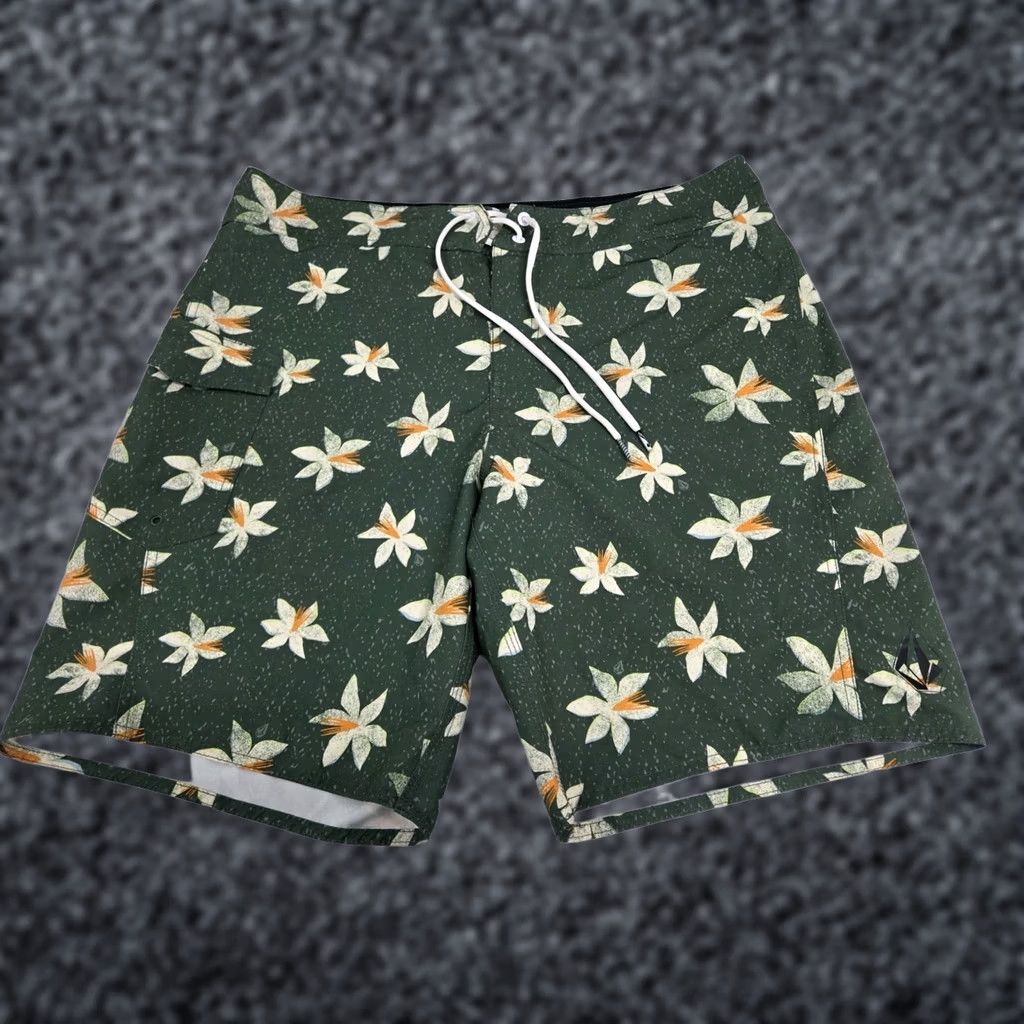Volcom Volcom Mens Boardshorts Green Floral Side Pocket Drawstring 36 Multicolor Quick Dry Surfing Recreational Mens Volcom Boardshorts Size ONE SIZE - 1 Thumbnail