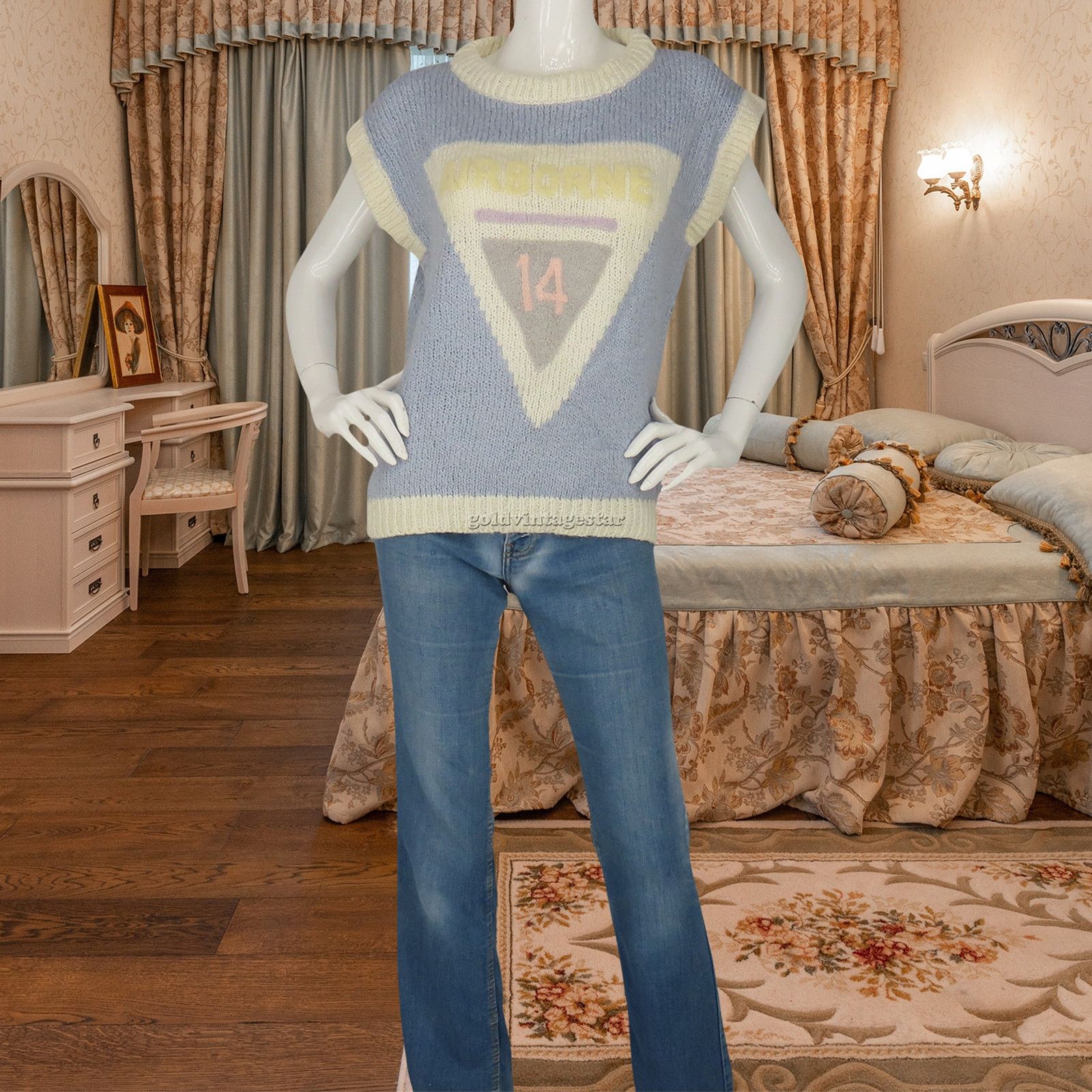 Other Vintage 3D Airborne Pastel Blue Fairy Kei Knit Sweater Vest Size M / US 6-8 / IT 42-44 - 1 Thumbnail