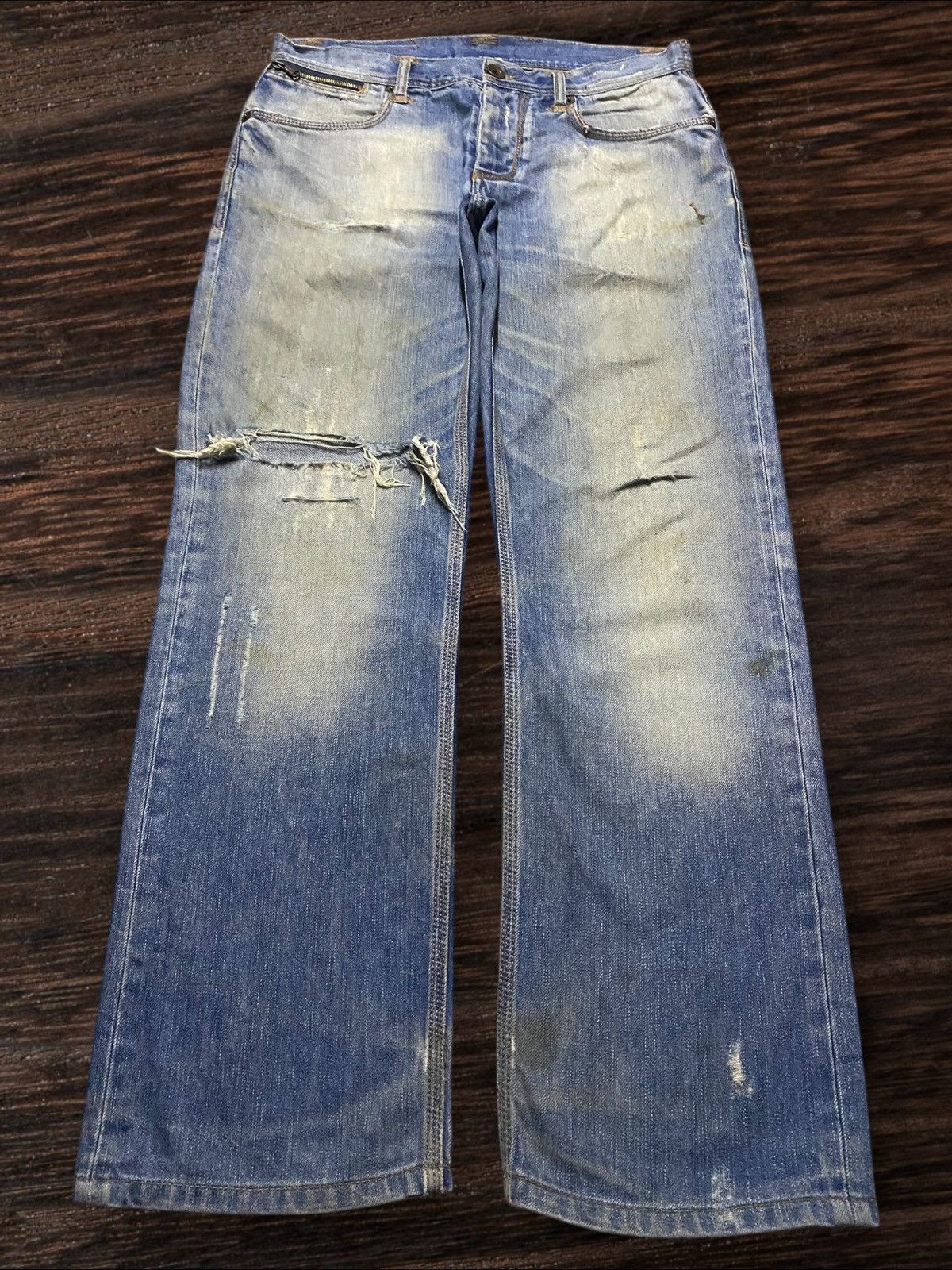 Rhude × Zara Vintage Reg Trademark Zara Jeans Distressed Loose Jeans Size US 33 - 1 Thumbnail