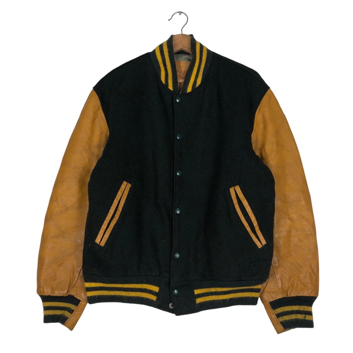 📌Vintage Varsity Leather Jacket Golden Bear Made in Usa