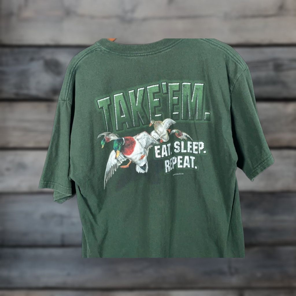 Gildan VINTAGE Gildan Duck Hunting T-Shirt Adult XL Dark Green Double-Sided Graphic Print 2003 Mens Size US XL / EU 56 / 4 - 1 Thumbnail