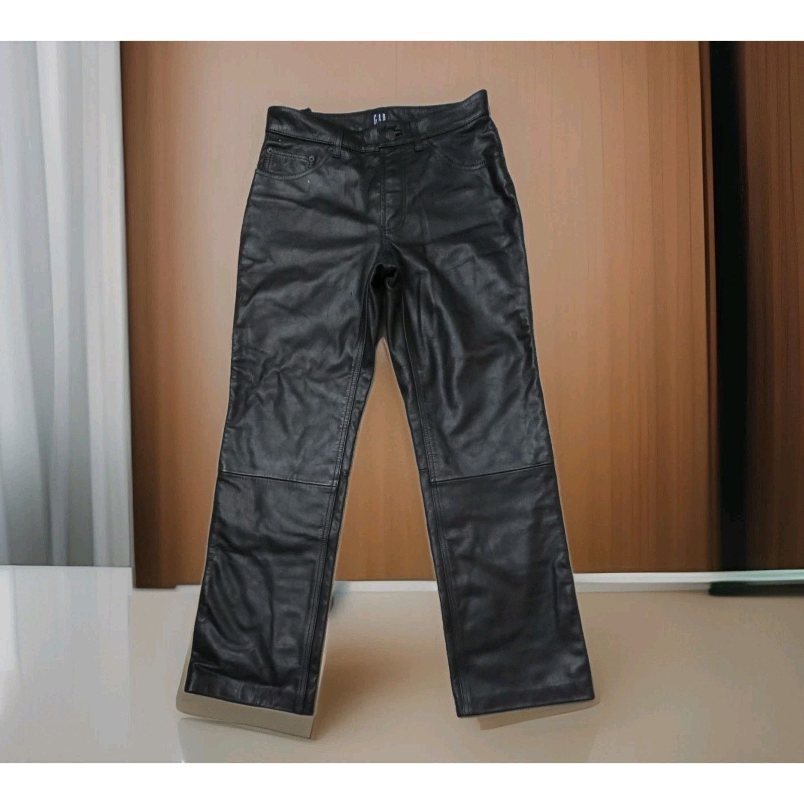 GAP Leather Vintage Pants Black Boot Cut Biker Motorcycle