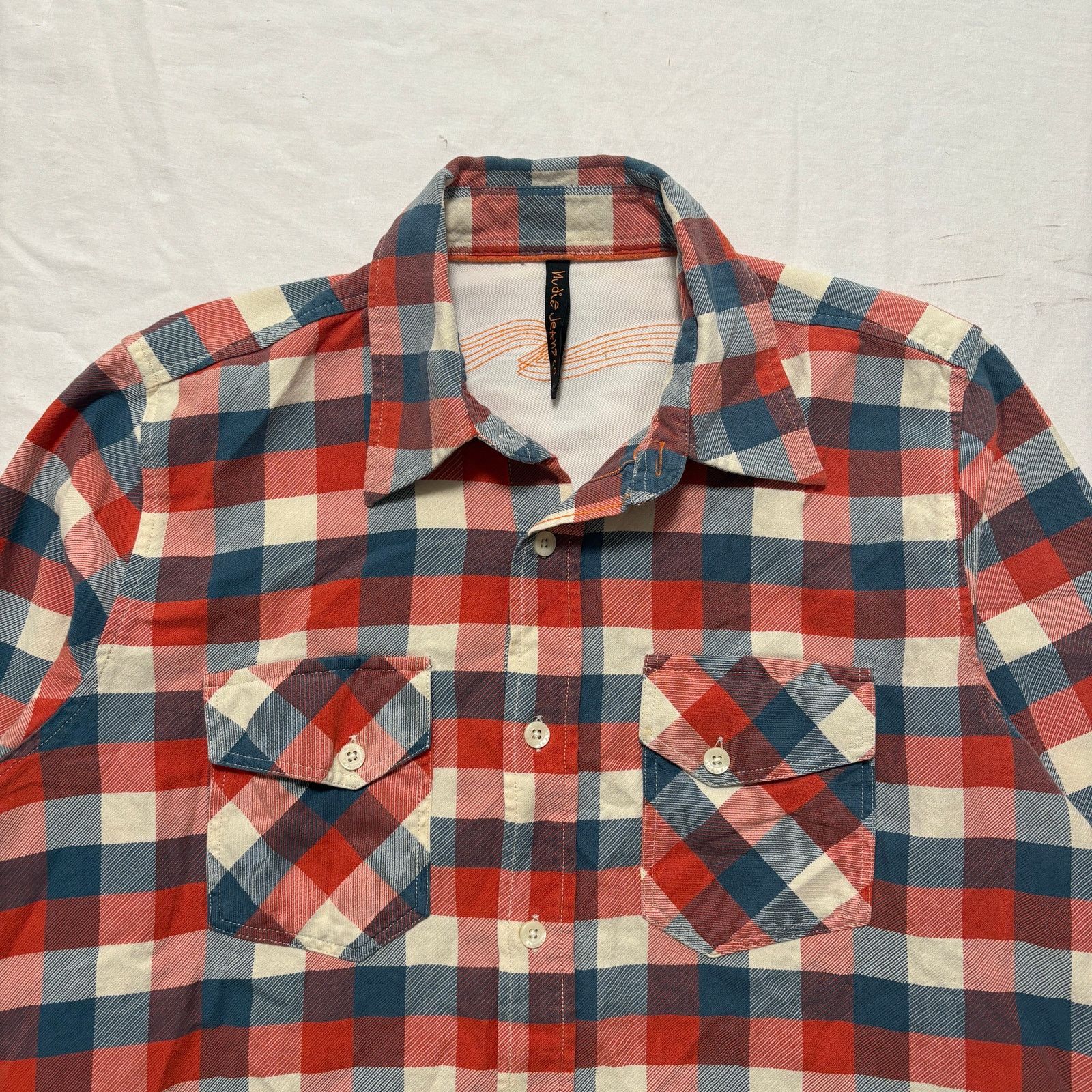 Nudie Jeans Nudie Jeans Co. Windowpane Plaid Button Up Shirt Blue Red S Size US S / EU 44-46 / 1 - 2 Thumbnail