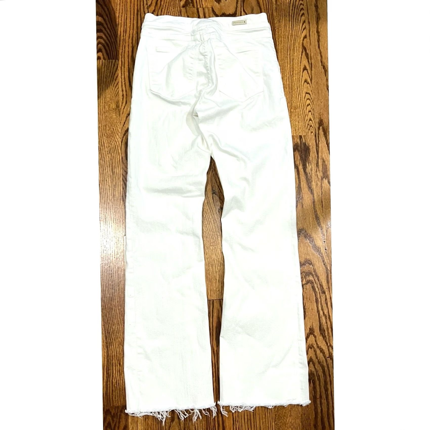 Vintage Principle Denim White Jeans The Allure Mid Rise Raw Frayed Hem Stretch Size 27 Womens Jeans Bootcut Size 27" / US 4 / IT 40 - 3 Thumbnail