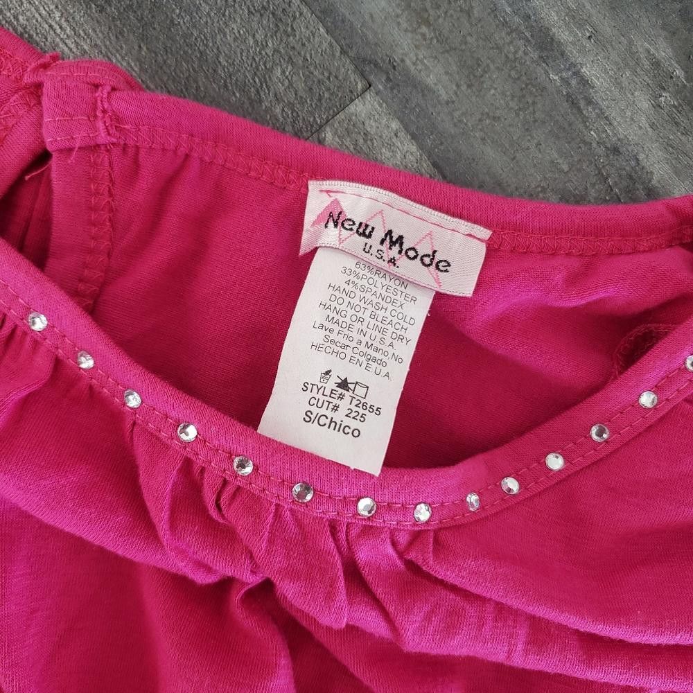 Designer Pink Vibrant NM Diamond Detailed Flowy Short Sleeve Size S / US 4 / IT 40 - 3 Thumbnail
