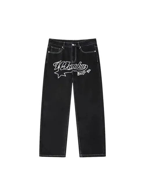 Jean Black star towel embroidered jeans Size US 32 / EU 48 - 1 Thumbnail