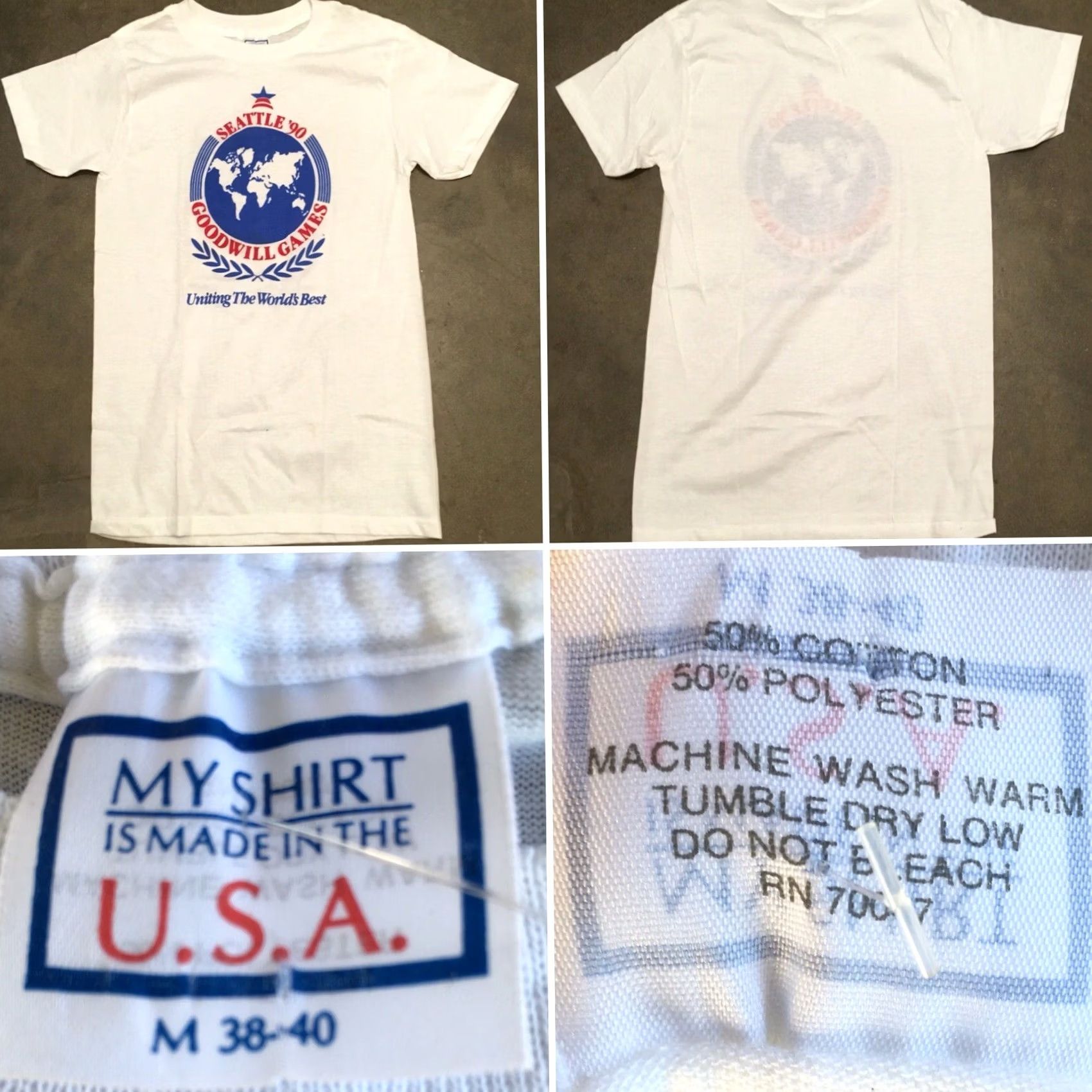 Vintage VINTAGE Seattle 90s Goodwill Games Uniting The World’s Best T-Shirt M 38-40 White Mens Short Sleeve Graphic Tee Size US M / EU 48-50 / 2 - 6 Thumbnail