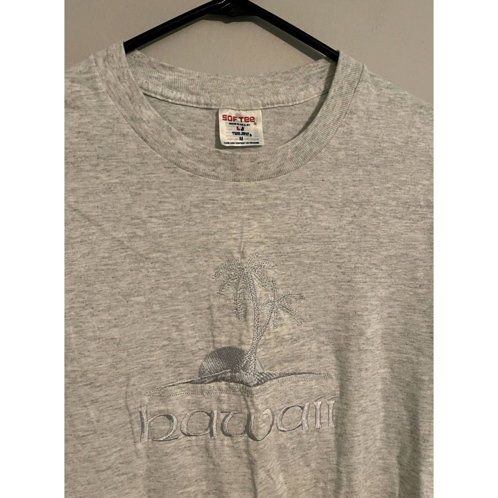Vintage VINTAGE Heather Gray Single Stitch Hawaii Palm Tree Made in USA T-Shirt Adult M Size US M / EU 48-50 / 2 - 2 Thumbnail