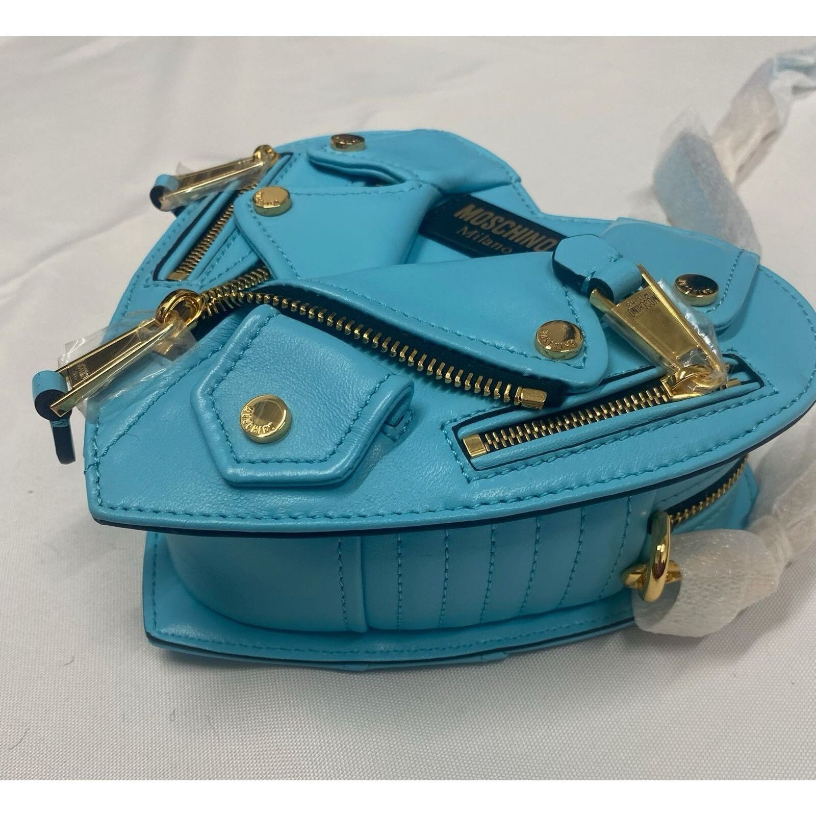 Moschino SS22 MOSCHINO Couture Jeremy Scott Turquoise Heart Biker Bag Size ONE SIZE - 7 Thumbnail