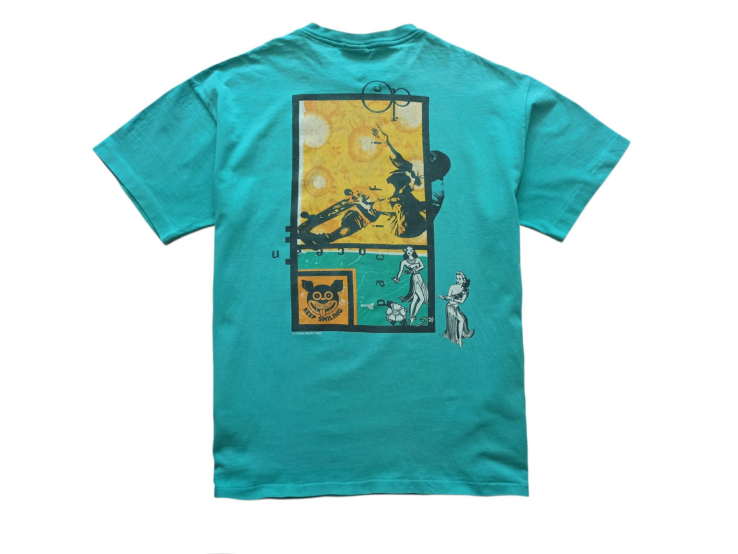 Ocean Pacific Ocean Pacific Vintage 1993 Keep Smiling Surf Skate T-Shirt Size US L / EU 52-54 / 3 - 1 Thumbnail