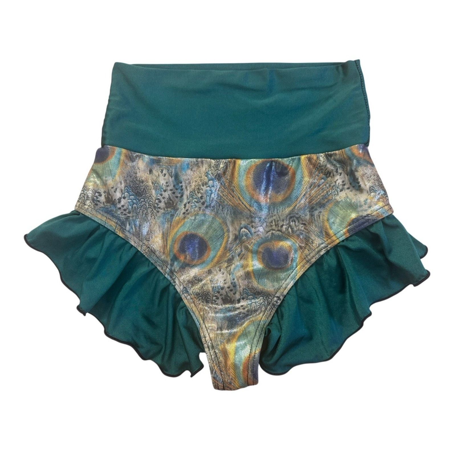 Other FABLES By BARRIE Custom Metallic Peacock Ruffled Bikini Sz S Size ONE SIZE - 4 Thumbnail